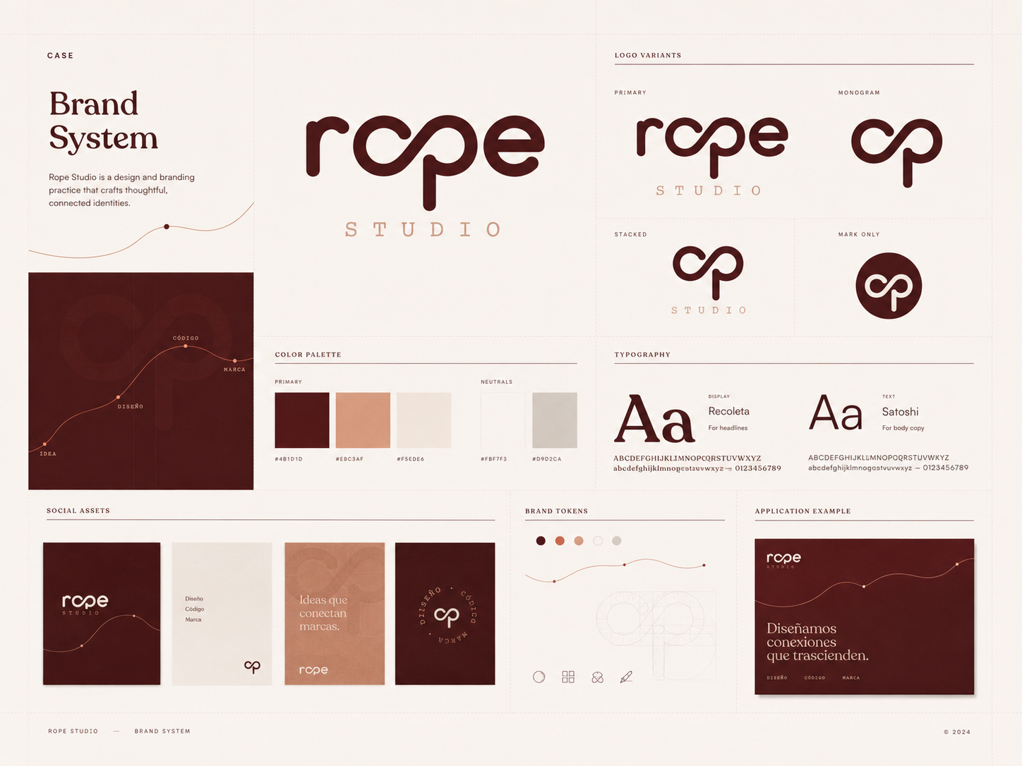 Brand board con logo, colores y tipografía